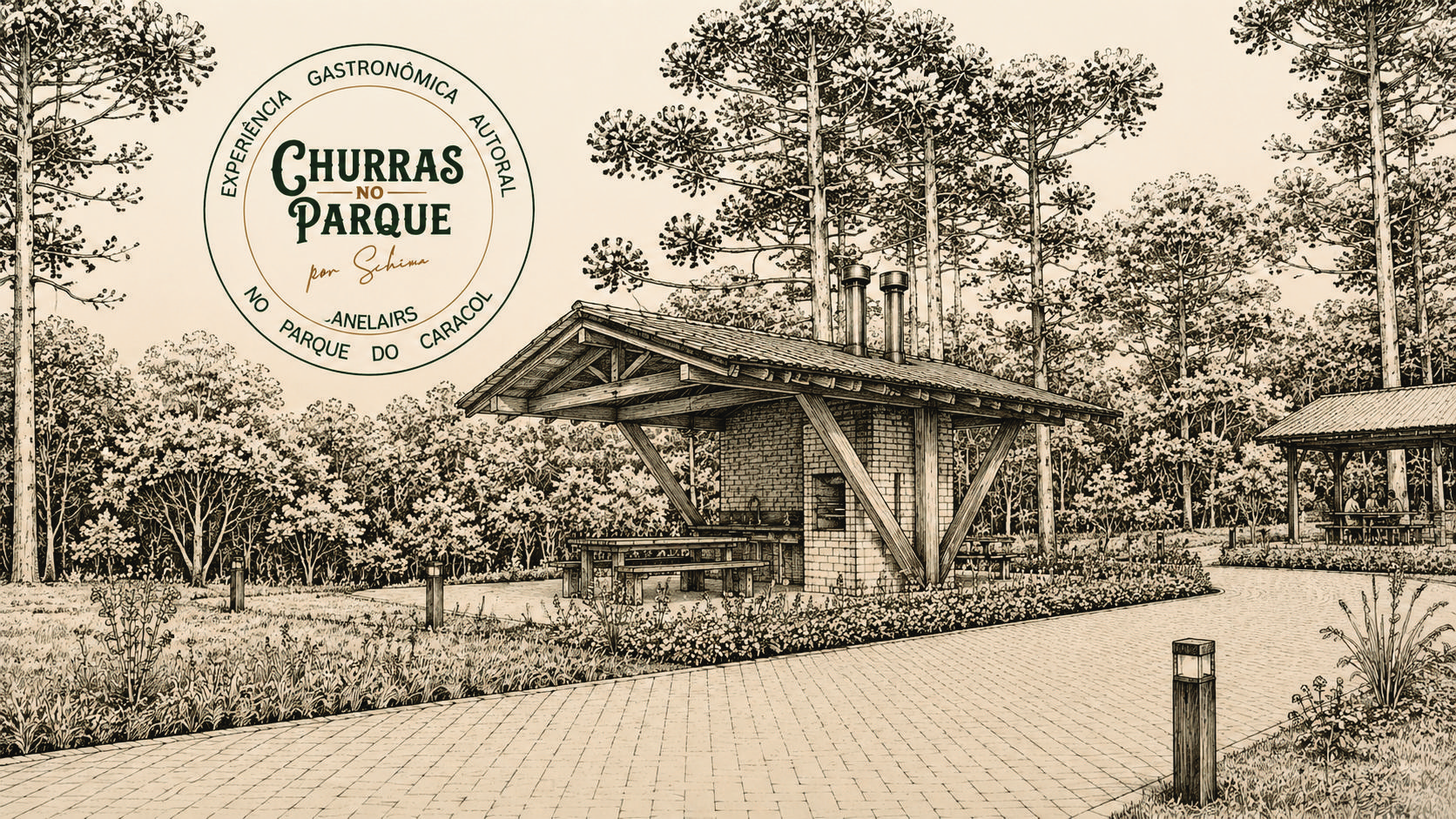 Ilustração das churrasqueiras do parque